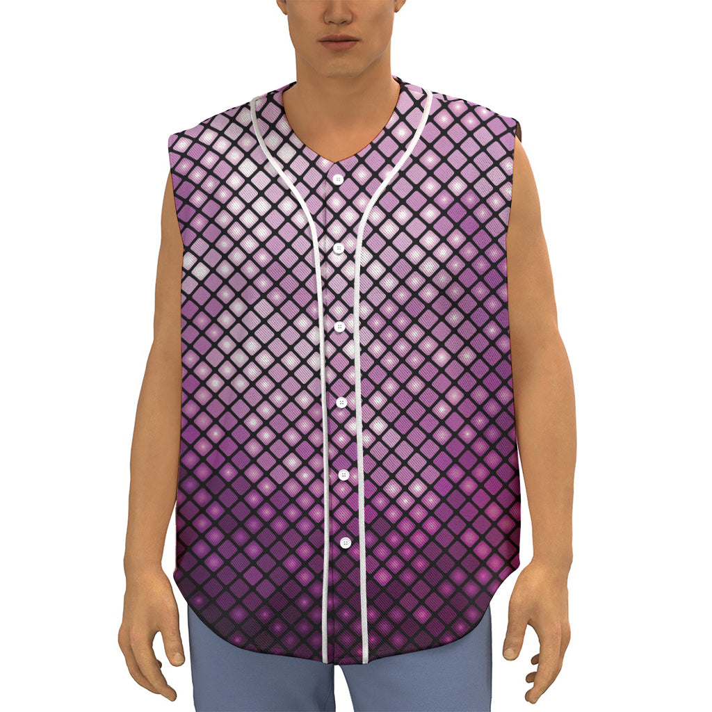 Purple Disco Lights Pattern Print Sleeveless Baseball Jersey