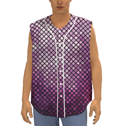 Purple Disco Lights Pattern Print Sleeveless Baseball Jersey