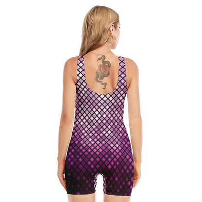 Purple Disco Lights Pattern Print Sleeveless One Piece Swimsuit