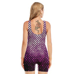 Purple Disco Lights Pattern Print Sleeveless One Piece Swimsuit