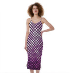 Purple Disco Lights Pattern Print Slim Fit Midi Cami Dress