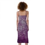 Purple Disco Lights Pattern Print Slim Fit Midi Cami Dress