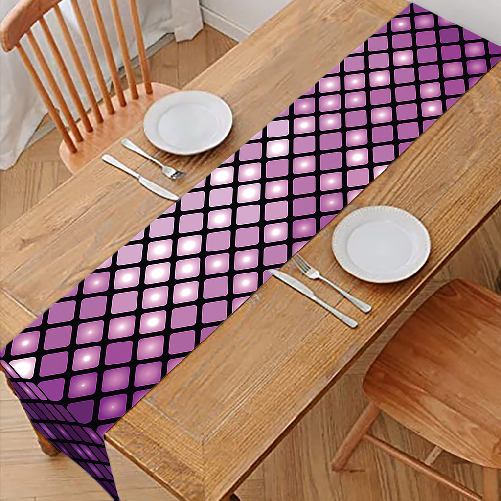 Purple Disco Lights Pattern Print Table Runner