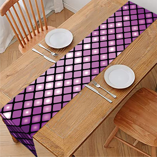 Purple Disco Lights Pattern Print Table Runner