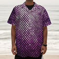 Purple Disco Lights Pattern Print Textured Short Sleeve Shirt