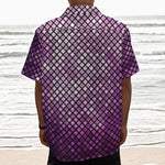 Purple Disco Lights Pattern Print Textured Short Sleeve Shirt