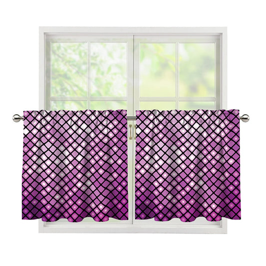 Purple Disco Lights Pattern Print Tier Curtains