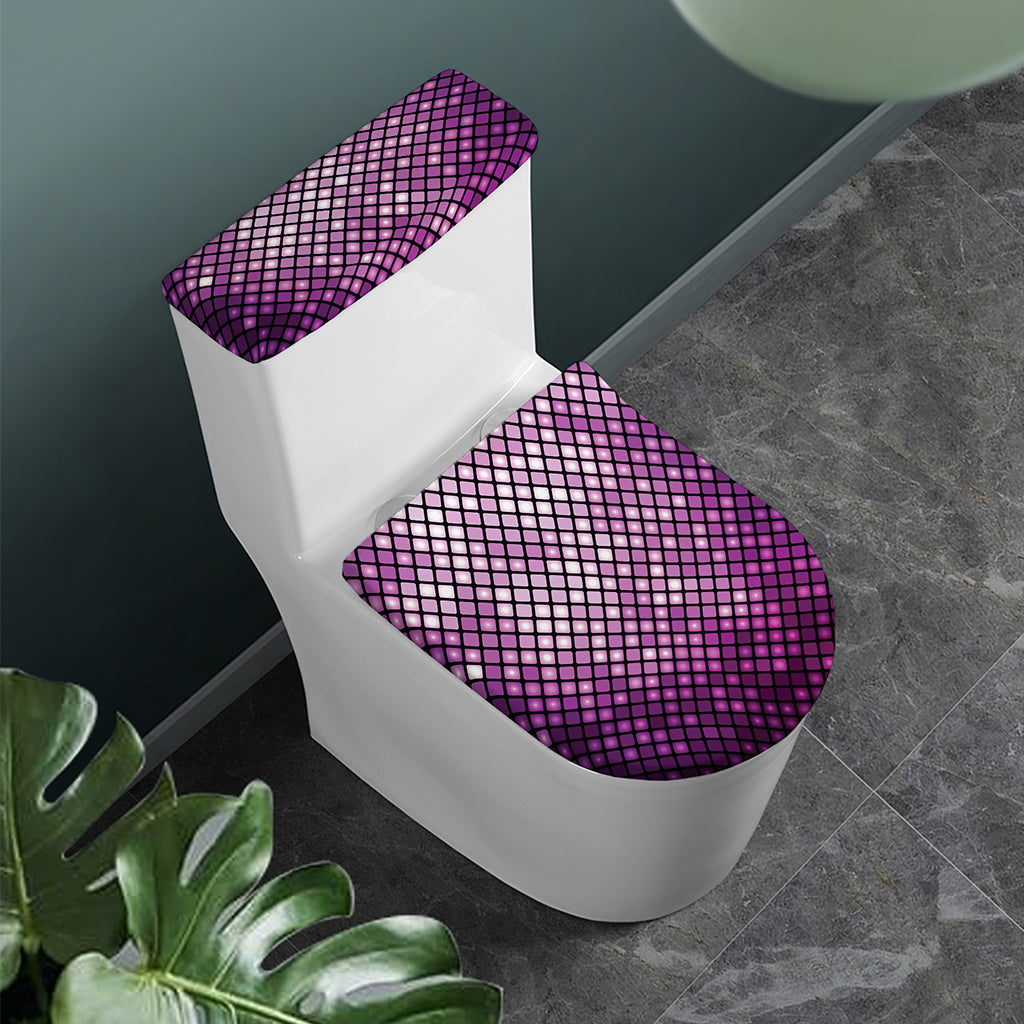 Purple Disco Lights Pattern Print Toilet Lid And Tank Cover Set