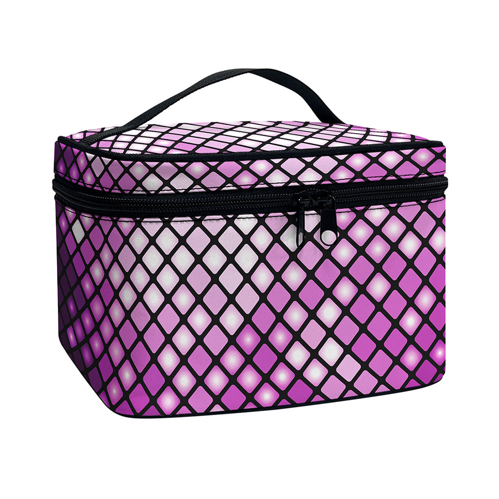 Purple Disco Lights Pattern Print Travel Makeup Bag