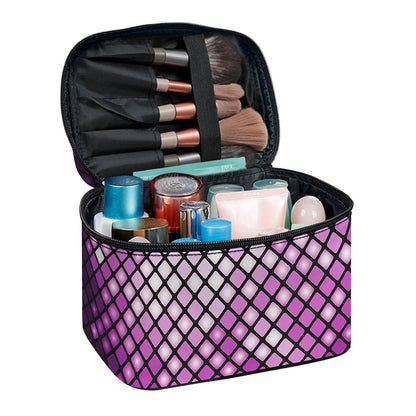 Purple Disco Lights Pattern Print Travel Makeup Bag