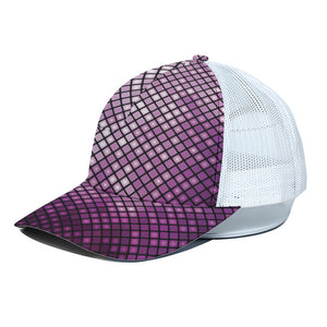 Purple Disco Lights Pattern Print White Mesh Trucker Cap