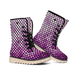 Purple Disco Lights Pattern Print Winter Boots