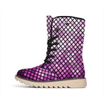 Purple Disco Lights Pattern Print Winter Boots