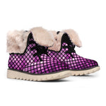 Purple Disco Lights Pattern Print Winter Boots