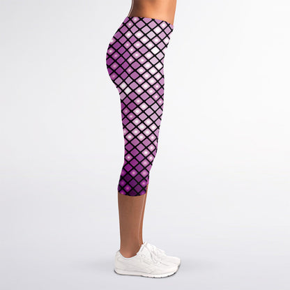 Purple Disco Lights Pattern Print Women's Capri Leggings