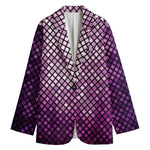 Purple Disco Lights Pattern Print Women's Cotton Blazer