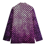 Purple Disco Lights Pattern Print Women's Cotton Blazer