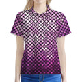 Purple Disco Lights Pattern Print Women's Polo Shirt