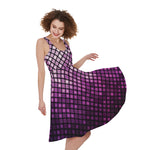 Purple Disco Lights Pattern Print Women's Sleeveless Dress