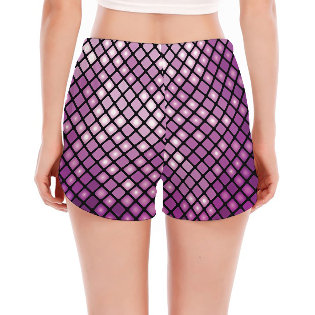 Purple Disco Lights Pattern Print Women's Split Running Shorts