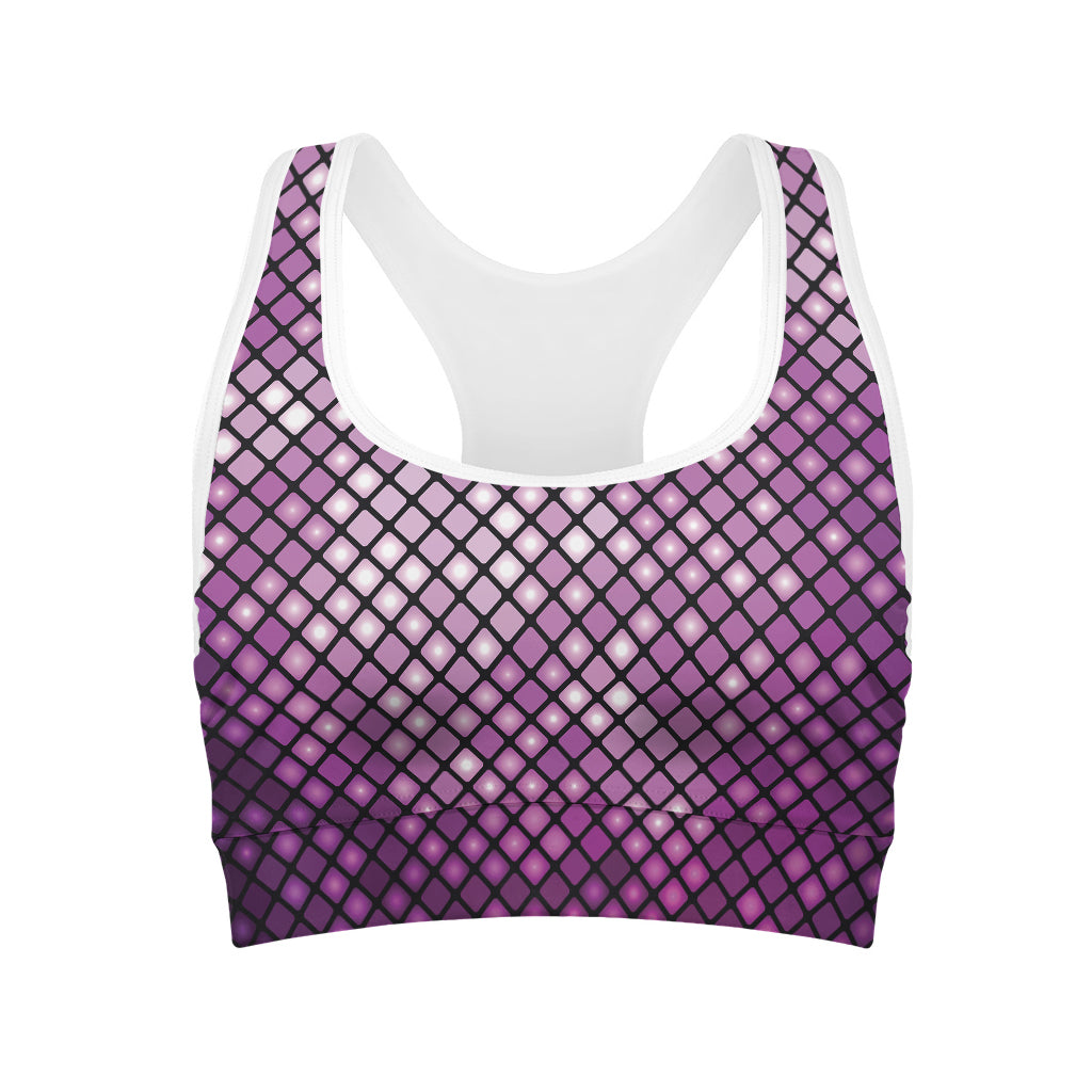 Purple Disco Lights Pattern Print Women's Sports Bra