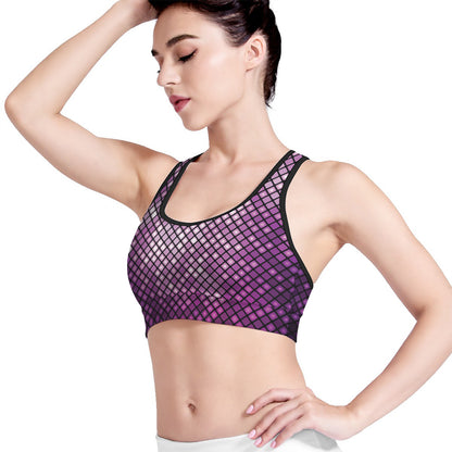 Purple Disco Lights Pattern Print Women's Sports Bra
