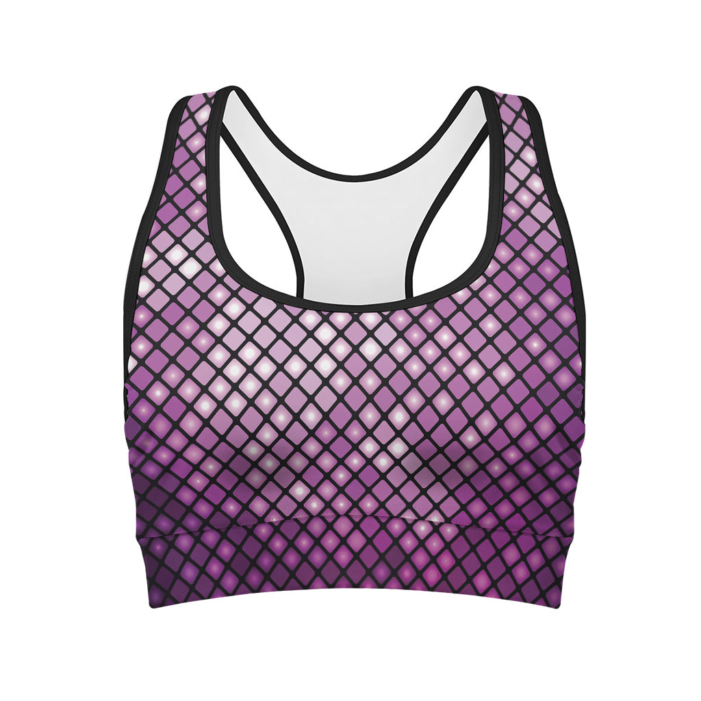 Purple Disco Lights Pattern Print Women's Sports Bra