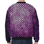 Purple Disco Lights Pattern Print Zip Sleeve Bomber Jacket