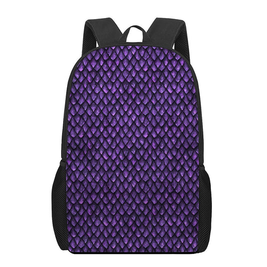 Purple Dragon Scales Pattern Print 17 Inch Backpack