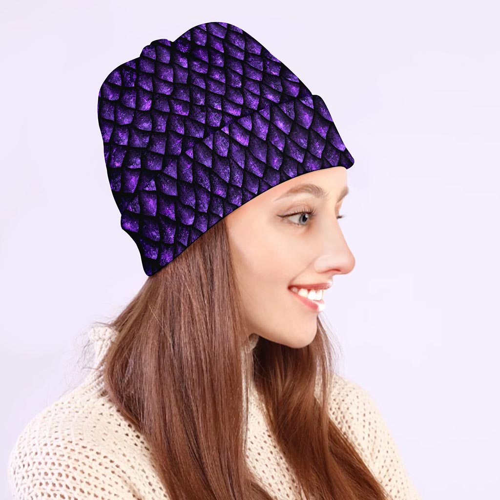 Purple Dragon Scales Pattern Print Beanie