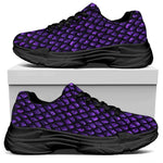 Purple Dragon Scales Pattern Print Black Chunky Shoes