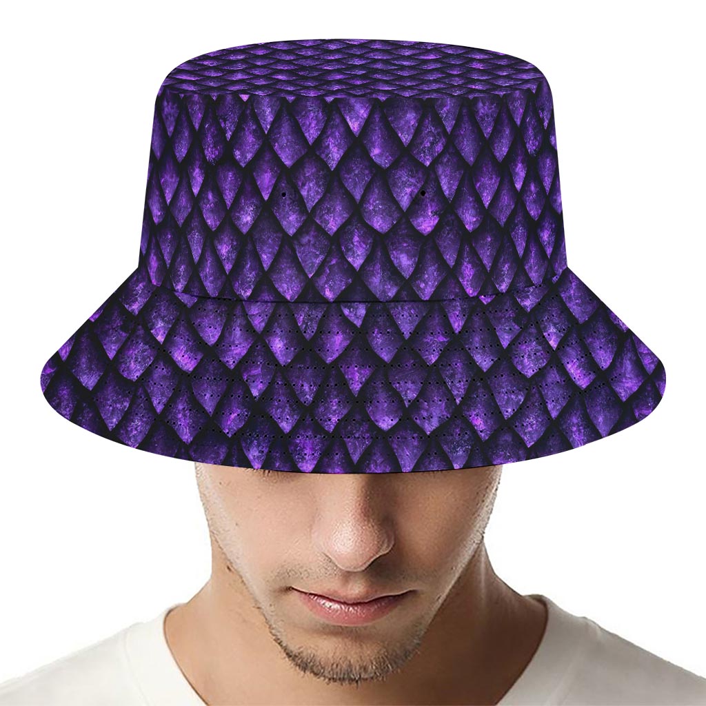 Purple Dragon Scales Pattern Print Bucket Hat
