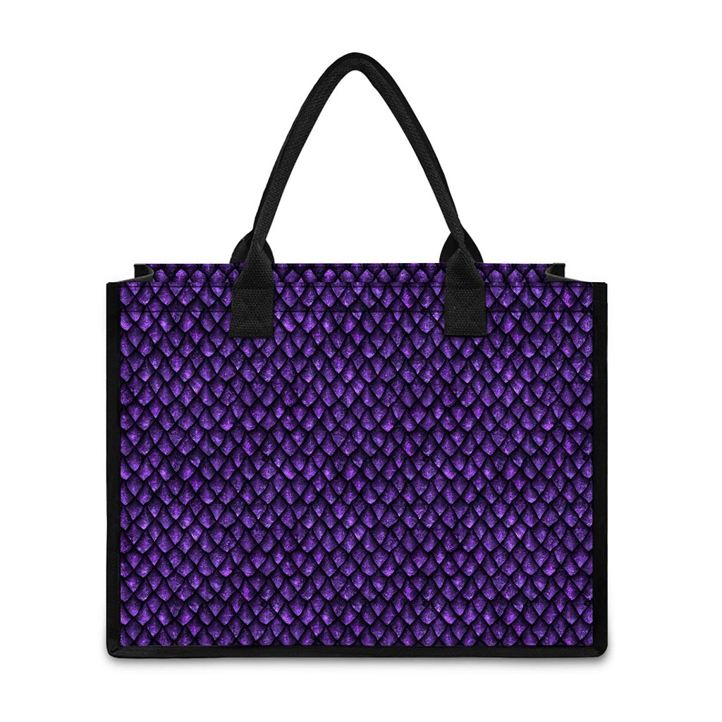 Purple Dragon Scales Pattern Print Canvas Tote Bag