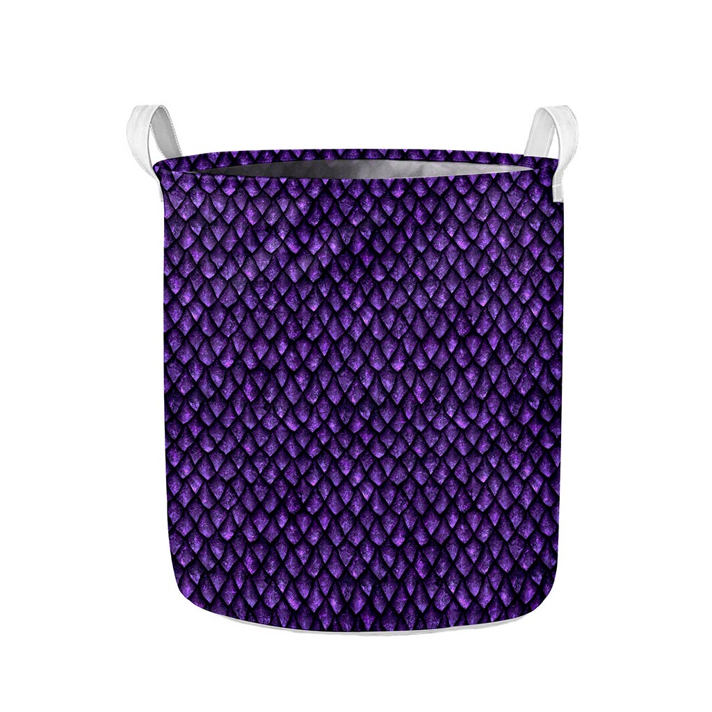 Purple Dragon Scales Pattern Print Collapsible Laundry Basket