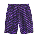 Purple Dragon Scales Pattern Print Cotton Shorts