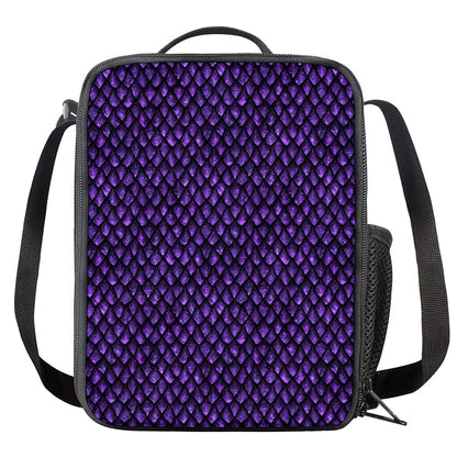 Purple Dragon Scales Pattern Print Crossbody Lunch Bag