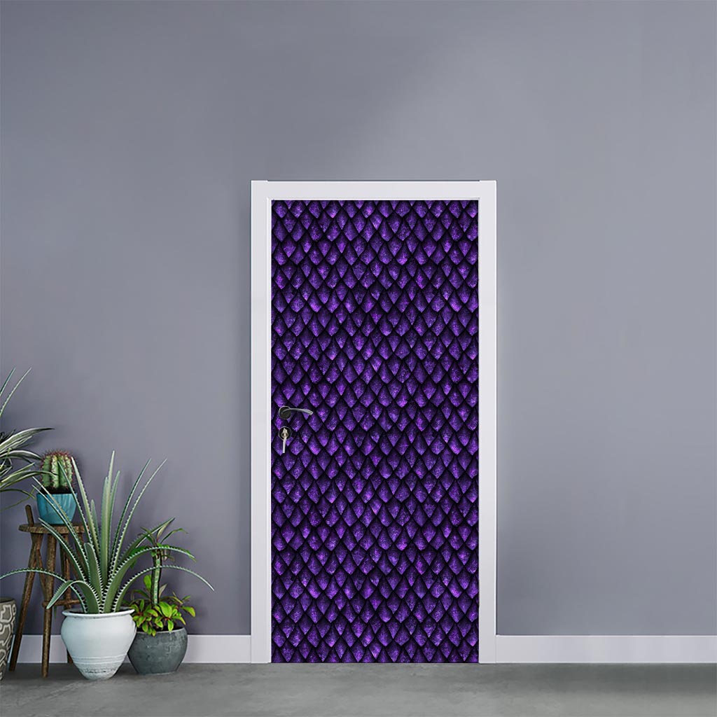 Purple Dragon Scales Pattern Print Door Sticker