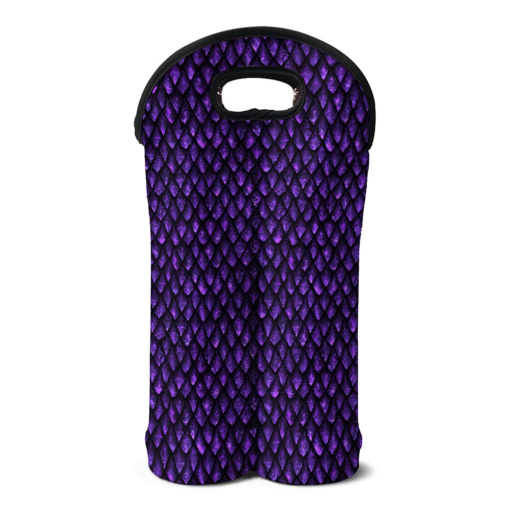 Purple Dragon Scales Pattern Print Double Neoprene Wine Tote