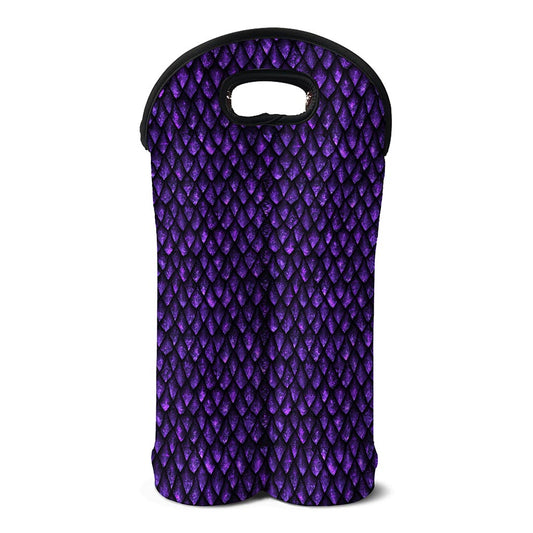 Purple Dragon Scales Pattern Print Double Neoprene Wine Tote