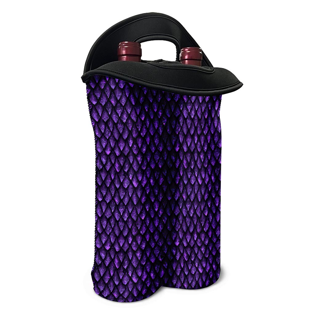 Purple Dragon Scales Pattern Print Double Neoprene Wine Tote