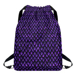 Purple Dragon Scales Pattern Print Drawstring Backpack
