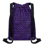Purple Dragon Scales Pattern Print Drawstring Backpack