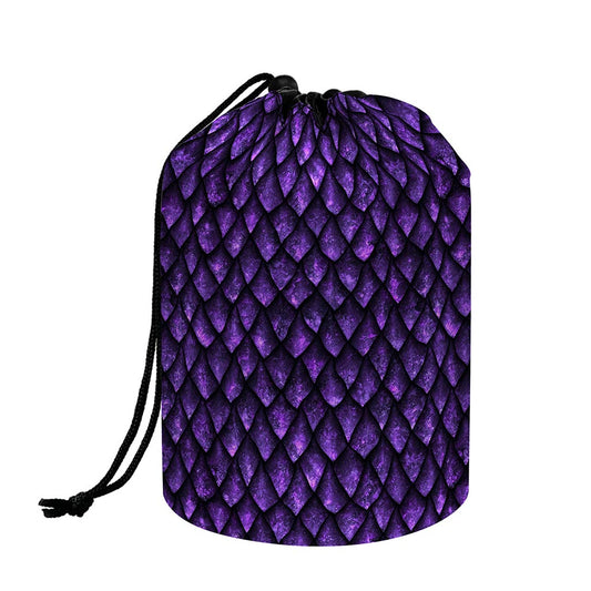 Purple Dragon Scales Pattern Print Drawstring Makeup Bag