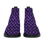 Purple Dragon Scales Pattern Print Flat Ankle Boots