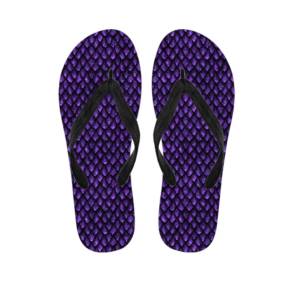 Purple Dragon Scales Pattern Print Flip Flops