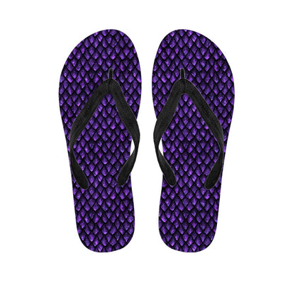 Purple Dragon Scales Pattern Print Flip Flops