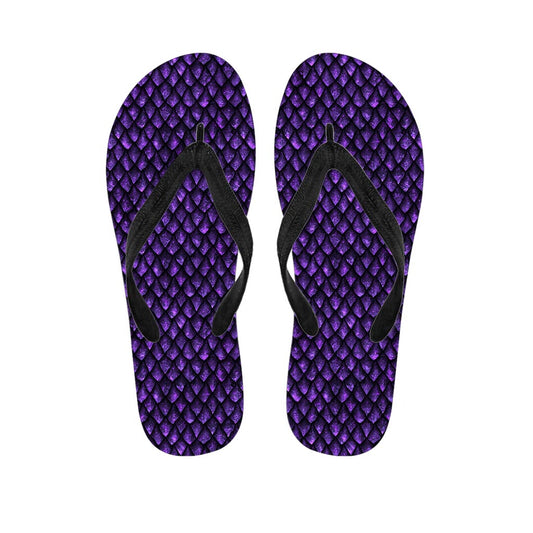 Purple Dragon Scales Pattern Print Flip Flops