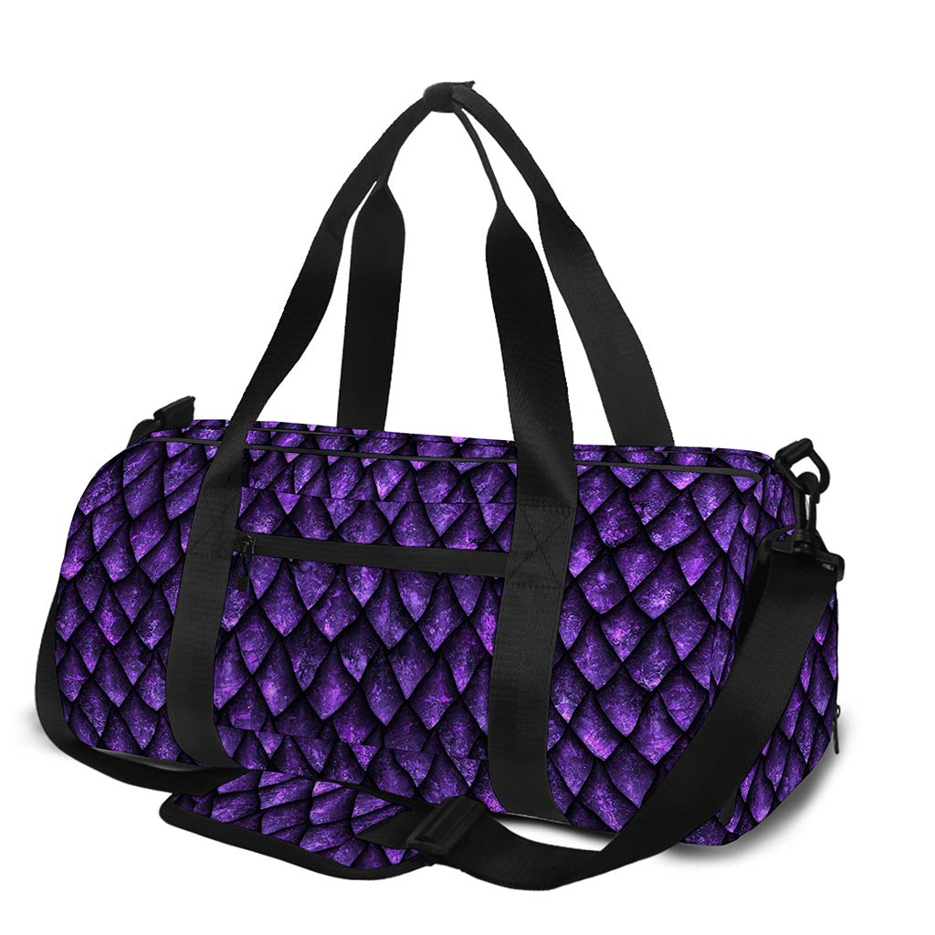 Purple Dragon Scales Pattern Print Gym Bag