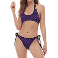 Purple Dragon Scales Pattern Print Halter Scoop Tie Side Bikini