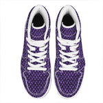 Purple Dragon Scales Pattern Print High Top Leather Sneakers
